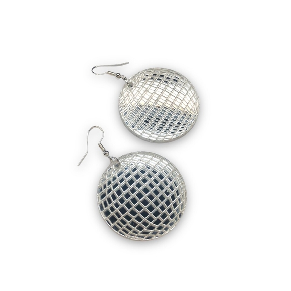 Mirrored disco ball earrings - Picture 12 of 12